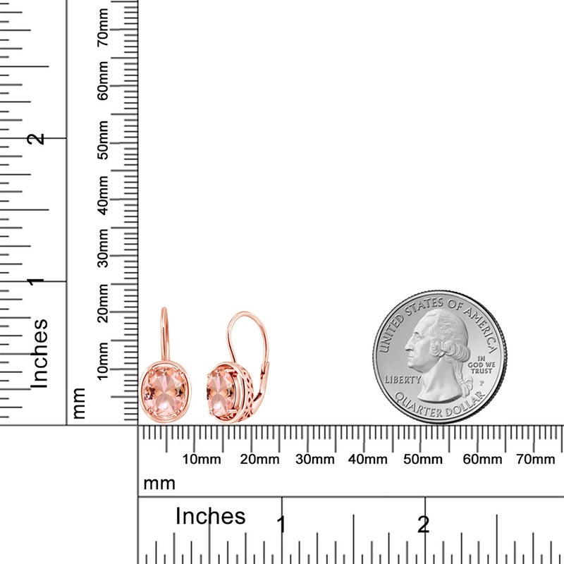 Gem Stone King 18K Rose Gold Plated Silver Peach Nano Morganite Earrings For Women | 4.00 Cttw | Oval 9X7MM - Image 3